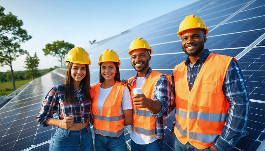 Community members celebrating their completed community solar project