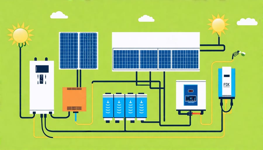 Schematic representation of a hybrid solar system and its main components