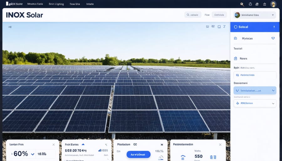 Screenshot of INOX Solar's advanced monitoring system dashboard