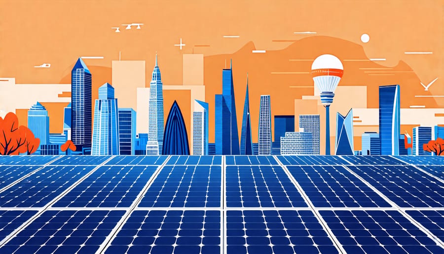 Conceptual image of solar panels with European landmarks symbolizing INOX Solar's impact