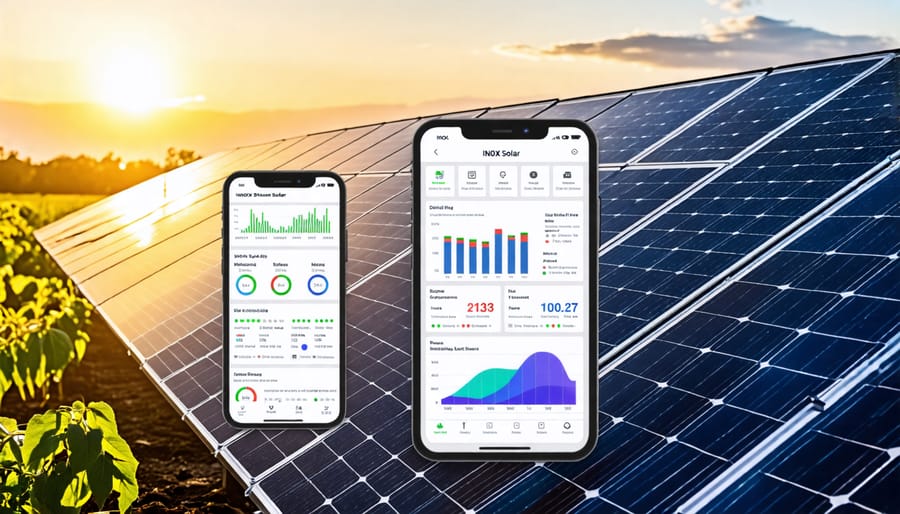 User interface of INOX Solar's mobile app and web portal for solar system monitoring