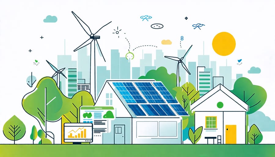 Illustration depicting the economic and environmental impact of renewable microgrids.