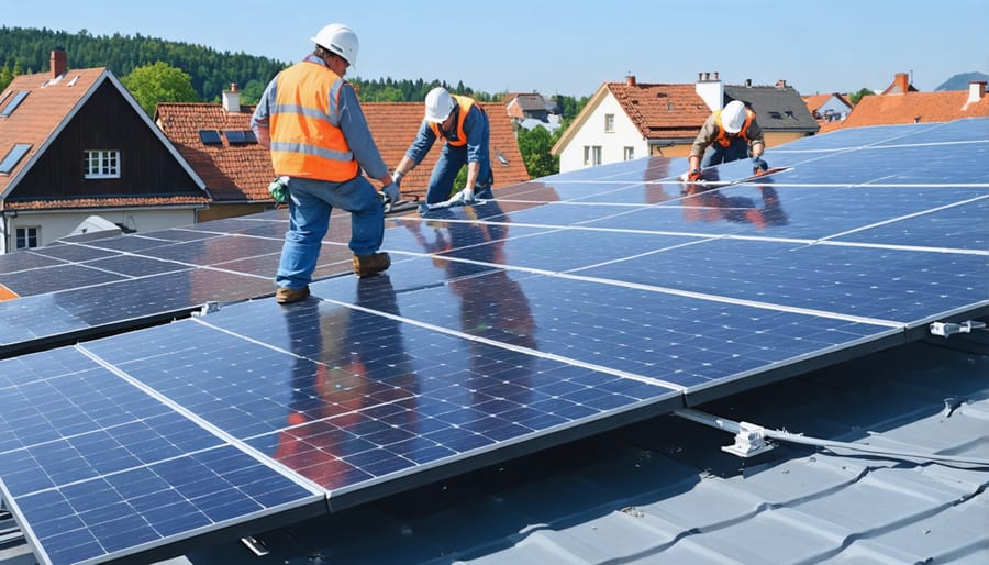 Solar panel installation on a residential home in Europe