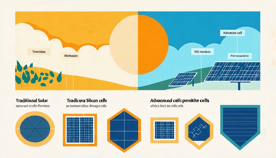 Side-by-side comparison of silicon and perovskite solar cell technology