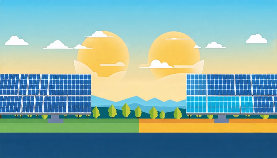 Comparison infographic of solar thermal and photovoltaic energy systems