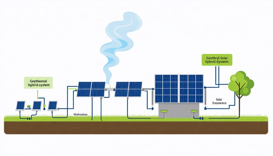 Schematic representation of a geothermal-solar hybrid system