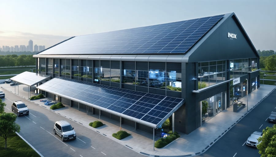 Exterior view of INOX Solar's state-of-the-art solar panel recycling facility in Europe