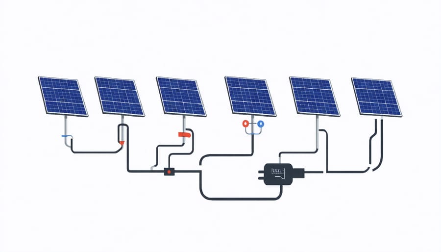 Conceptual illustration of European nations connected by solar energy regulations