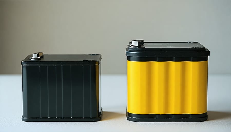 Visual size and weight comparison of lithium-sulfur and lithium-ion batteries