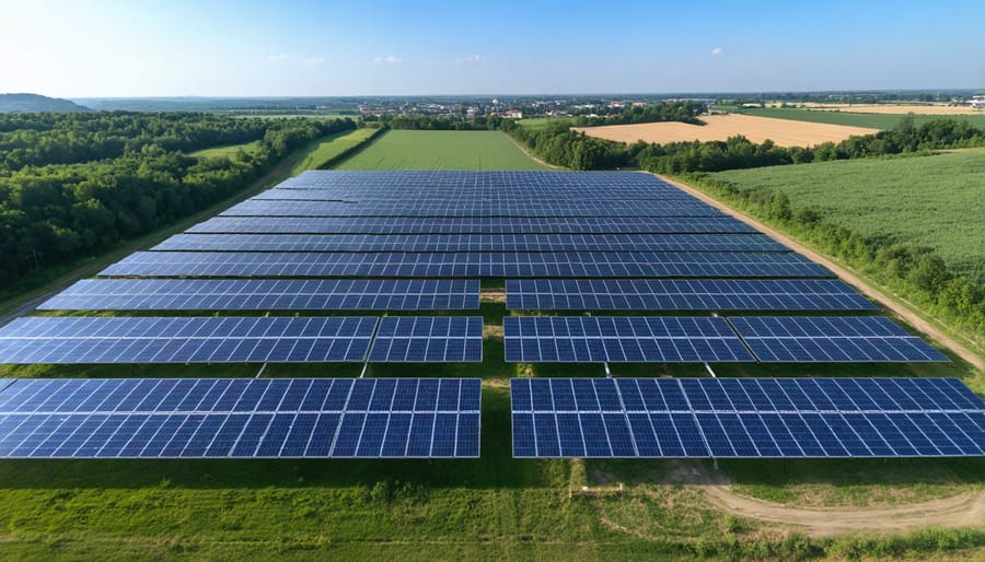 Expansive solar energy facility powered by INOX Solar's advanced nanotech panels, illustrating Europe's clean energy transition