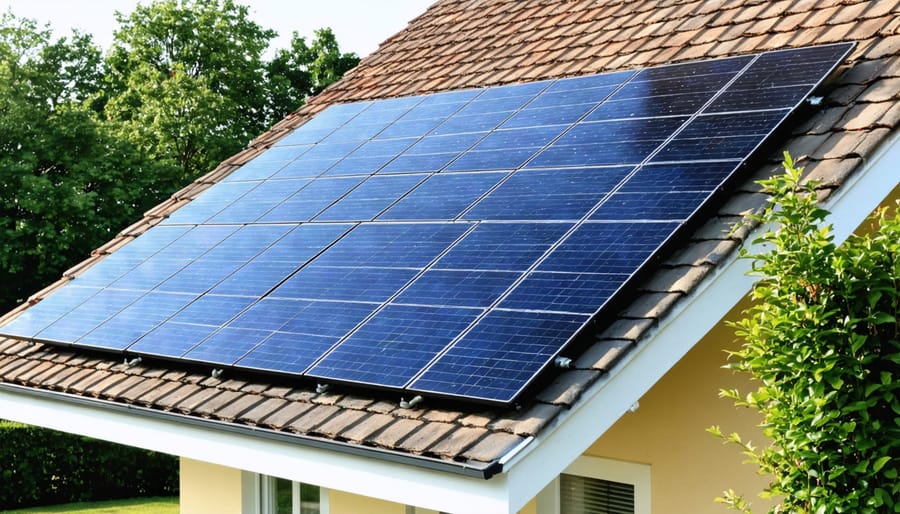 Rooftop solar panels connected to a home energy storage system