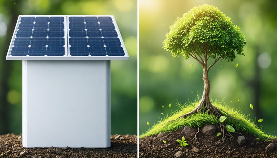 Side-by-side images depicting the difference between a healthy and a degraded solar battery