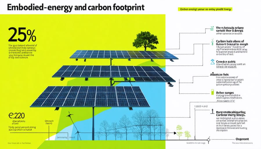 Visual comparison of solar panel embodied energy and carbon footprint vs. fossil fuels