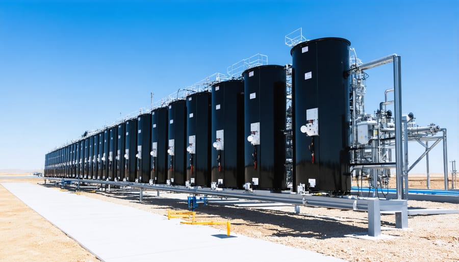 Vanadium flow batteries being used for energy storage at a solar farm