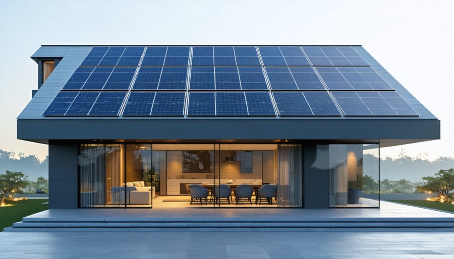 Contemporary architecture showcasing seamlessly integrated solar panels in building design