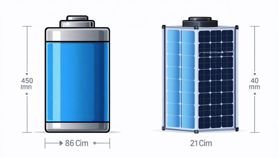 Visual comparison between conventional and next-generation solar battery systems