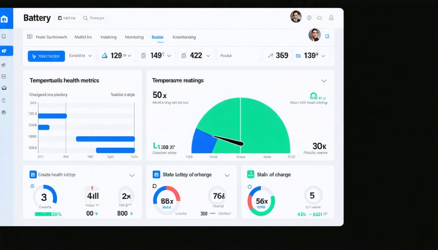 Screenshot of a battery management system monitoring interface displaying various battery performance parameters