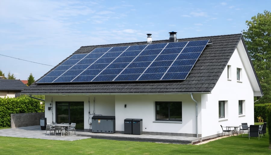 Home solar power system with batteries and battery management system installation