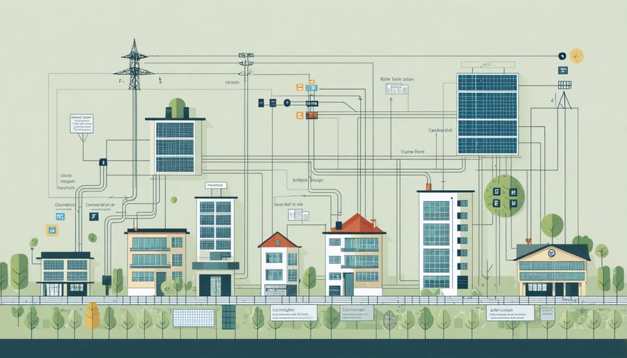 Interactive 3D diagram of community micro-grid energy distribution network