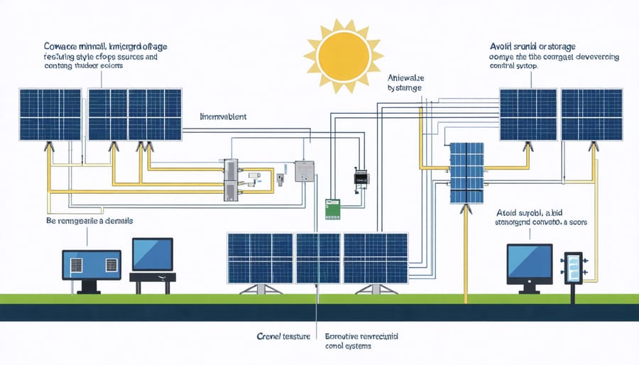 Infographic illustrating the interconnected components of a smart microgrid system