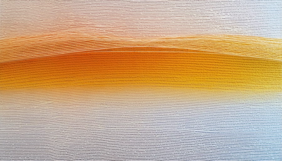 Microscopic cross-section of PTFE coating on fiberglass substrate showing material layers