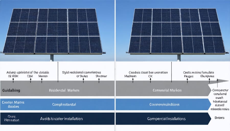 Side-by-side comparison of residential and commercial solar compliance requirements