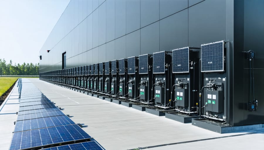 Large-scale battery storage system connected to solar power plant