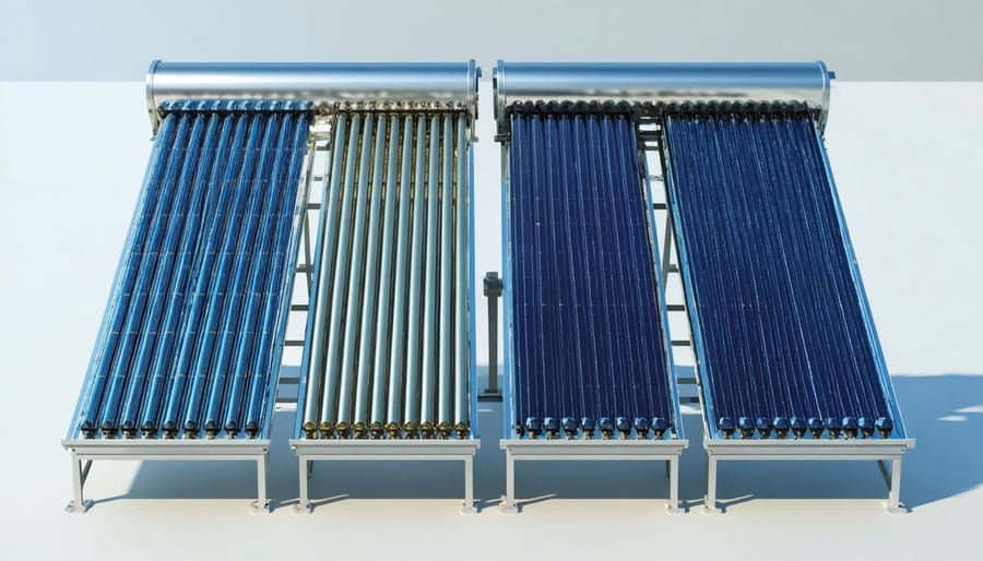 Comparison of three main types of solar thermal collectors