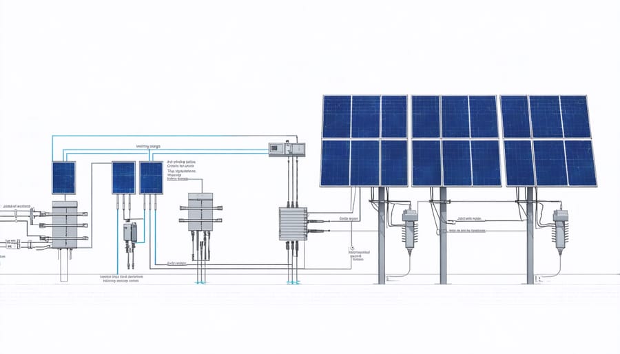 Schematic illustration of solar energy system integration with industrial power systems