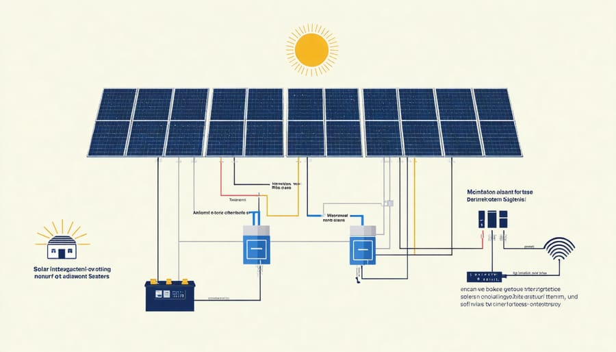 Schematic illustration of solar integration system components and their connections