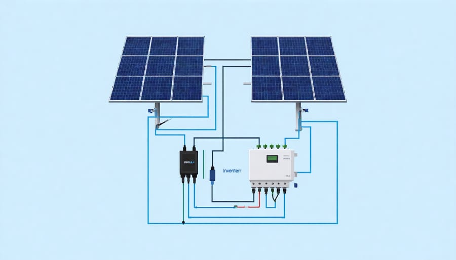 Detailed electrical wiring diagram for solar panel system installation