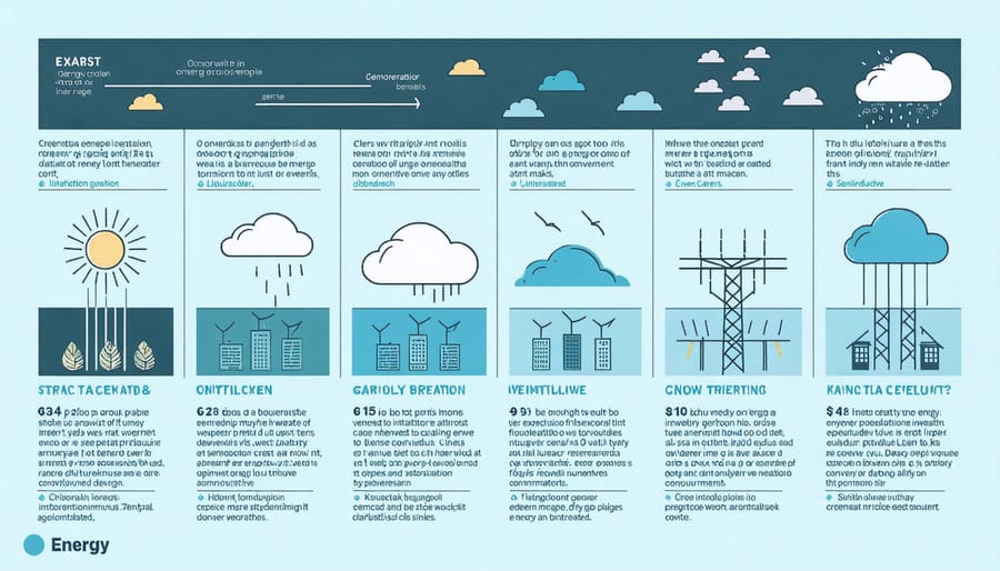 Visual representation of how different weather conditions affect solar and wind energy production