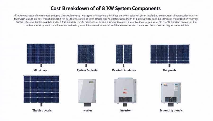 Detailed cost breakdown chart of 8kW solar system components and installation costs