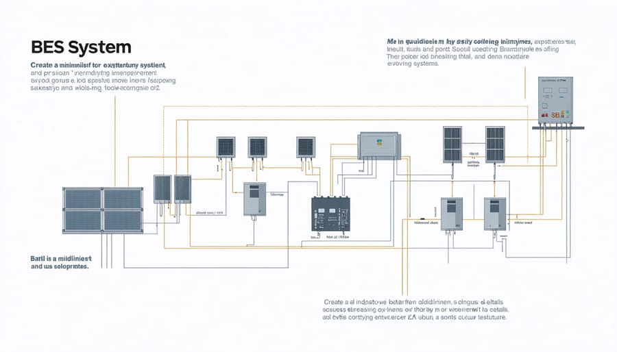 Diagram illustrating key components and connections in a Battery Energy Storage System