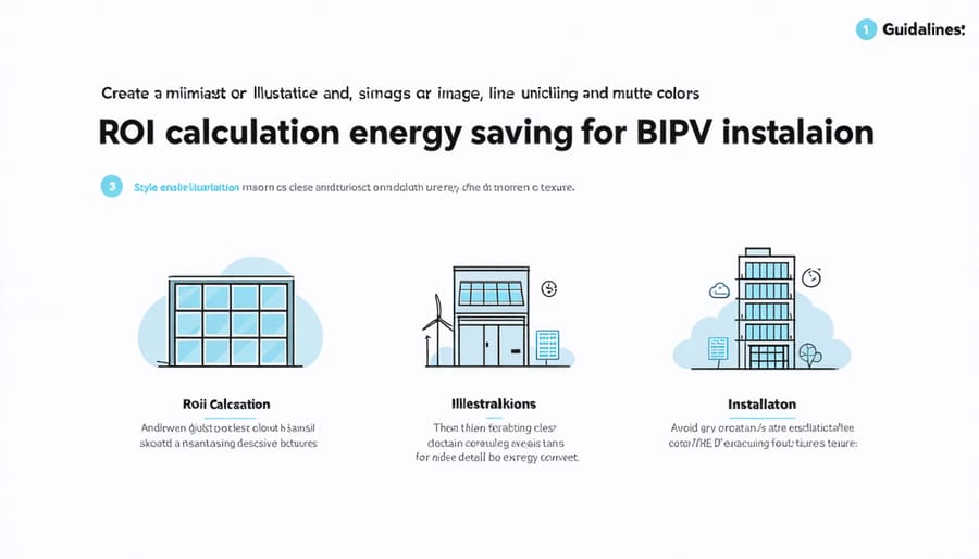 Visual representation of BIPV return on investment metrics and energy generation statistics