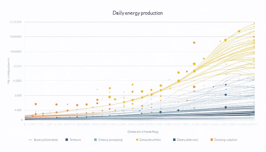 Performance chart displaying 24-hour solar production, home consumption, and battery storage cycles