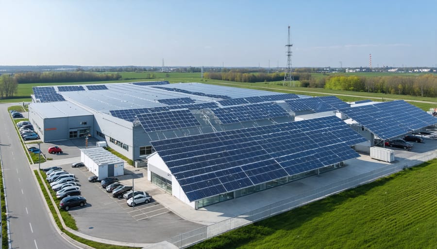 Modern European industrial facility powered by an integrated solar microgrid system