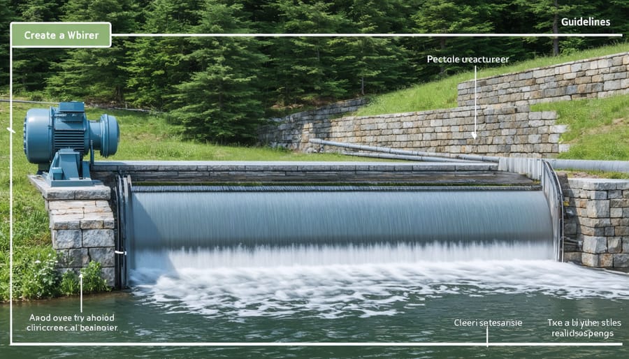 Maintenance technician performing routine checks on micro-hydro turbine system