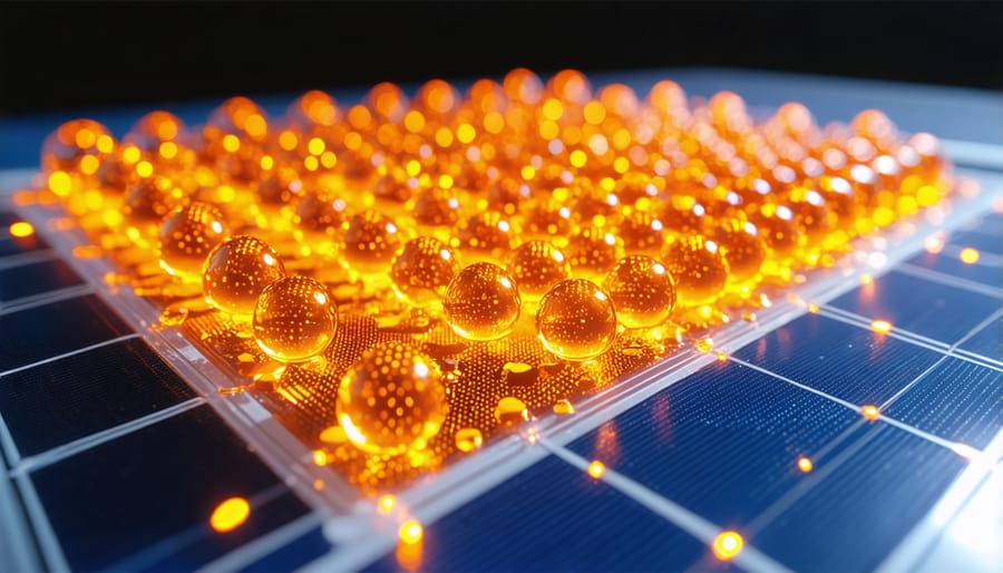 Electron microscope photograph showing quantum dot arrangement in a solar cell