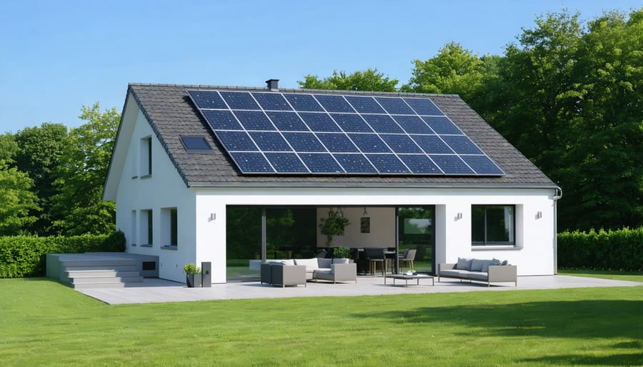 Residential solar installation with integrated battery storage system in European setting