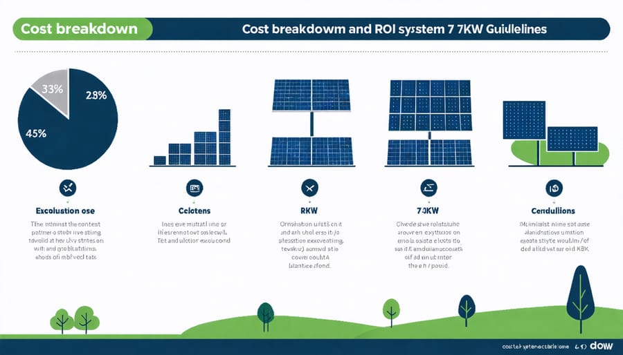 Visual representation of costs, savings, and return on investment for a 7kW solar system