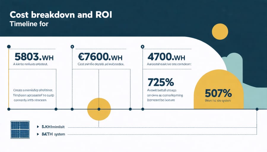 Visual representation of solar system costs, savings, and return on investment over time