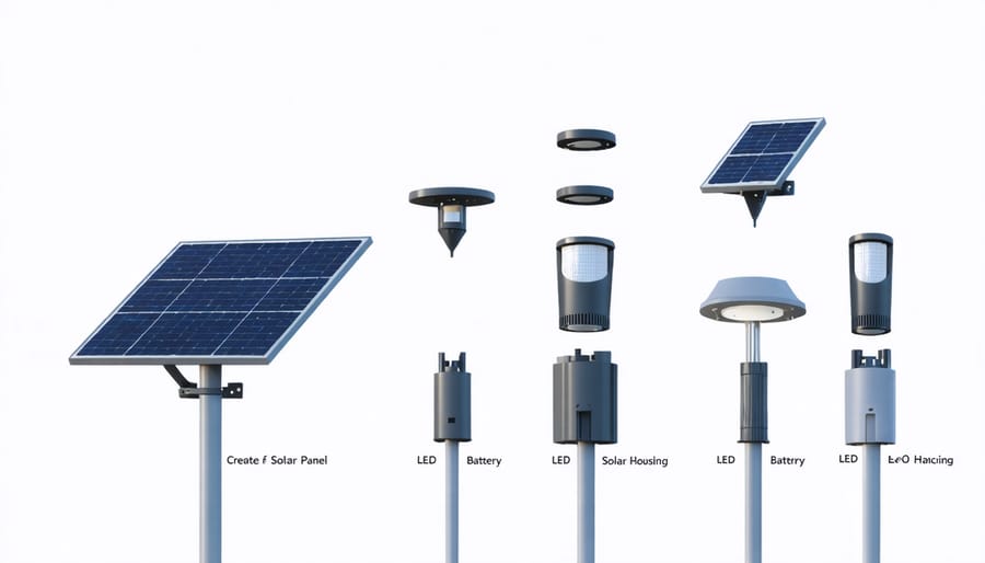 Detailed diagram showing all components needed for DIY solar light assembly