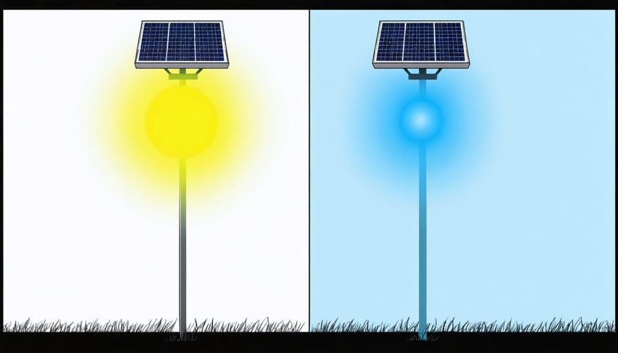 Comparative illustration of proper and improper solar light installation positions