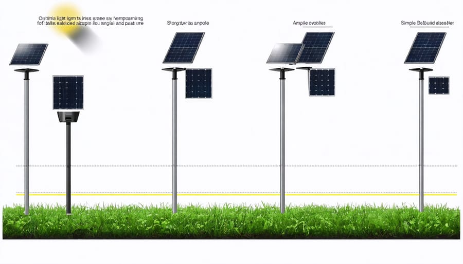 Illustration of correct solar light positioning for maximum sun exposure