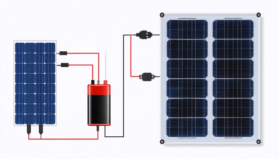 Detailed view of proper solar light wiring connections during assembly