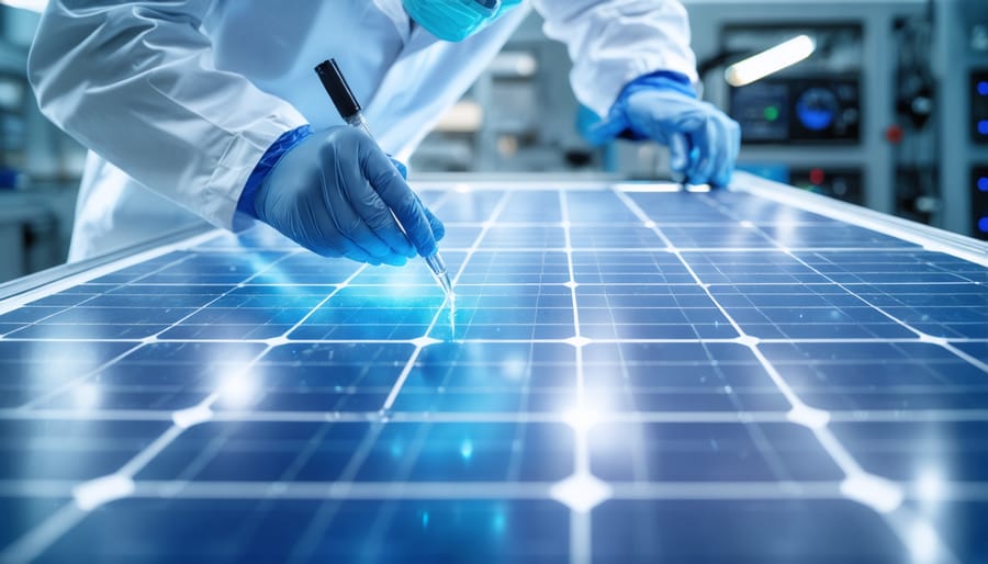 Scientist analyzing new sustainable materials for solar panel production