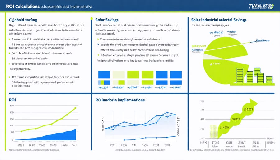 Financial benefits visualization showing solar power cost savings over time