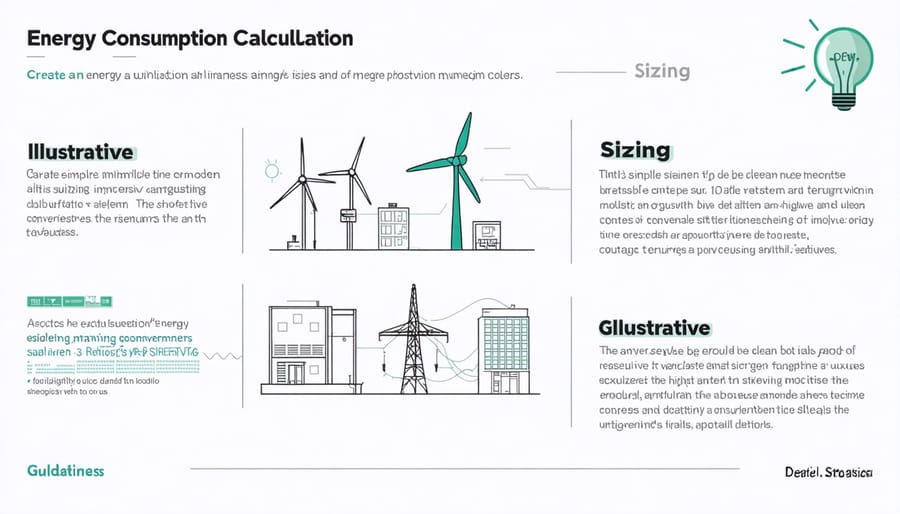 Diagram illustrating how to calculate household energy requirements and determine appropriate solar system size