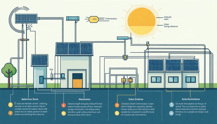 Diagram illustrating how solar thermal technology connects with conventional power systems